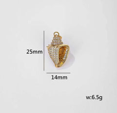 18K Gold Filled Ocean Shell Charm, Conch Shell Pendant, Sea Snail Shell for Necklace Bracelet Jewelry Making Supply, Beach Charm, 25x14mm CP1895