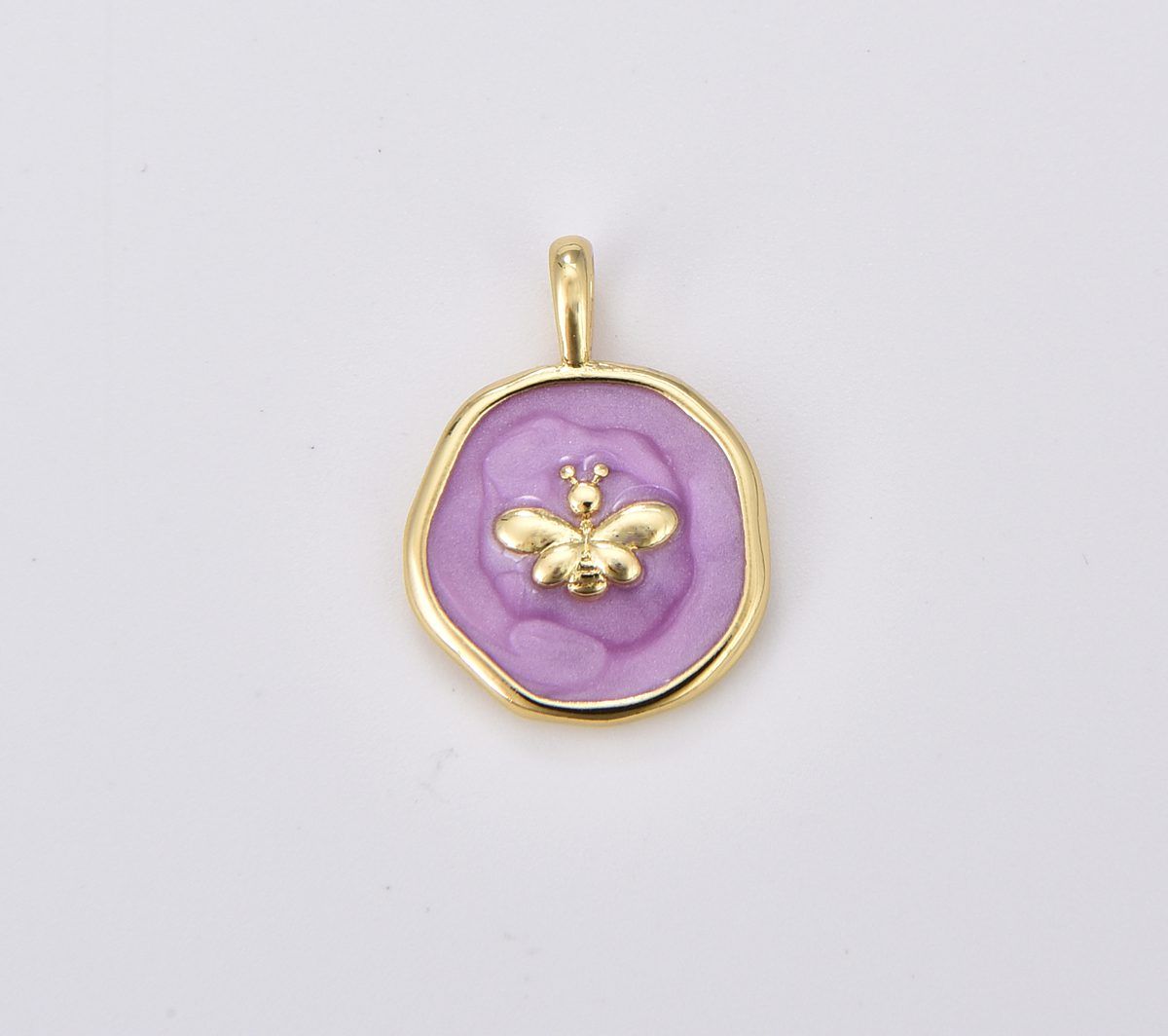 18K Gold Filled Dainty Enamel Butterfly Medallion Charm, Butterfly Pendant, DIY Craft Bracelet Necklace Pendant Charm for Jewelry Making, CP1898A