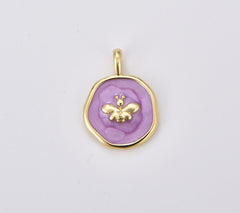 18K Gold Filled Dainty Enamel Butterfly Medallion Charm, Butterfly Pendant, DIY Craft Bracelet Necklace Pendant Charm for Jewelry Making, CP1898A