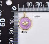 18K Gold Filled Dainty Enamel Butterfly Medallion Charm, Butterfly Pendant, DIY Craft Bracelet Necklace Pendant Charm for Jewelry Making, CP1898A