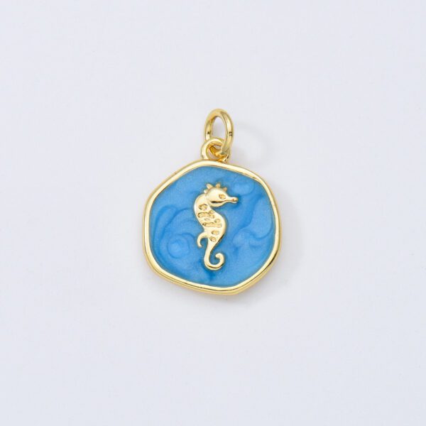 18K Gold Filled Dainty Enamel Seahorse Medallion Charm, Butterfly Pendant, DIY Craft Bracelet Necklace Pendant Charm for Jewelry Making, CP1898