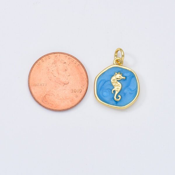 18K Gold Filled Dainty Enamel Seahorse Medallion Charm, Butterfly Pendant, DIY Craft Bracelet Necklace Pendant Charm for Jewelry Making, CP1898