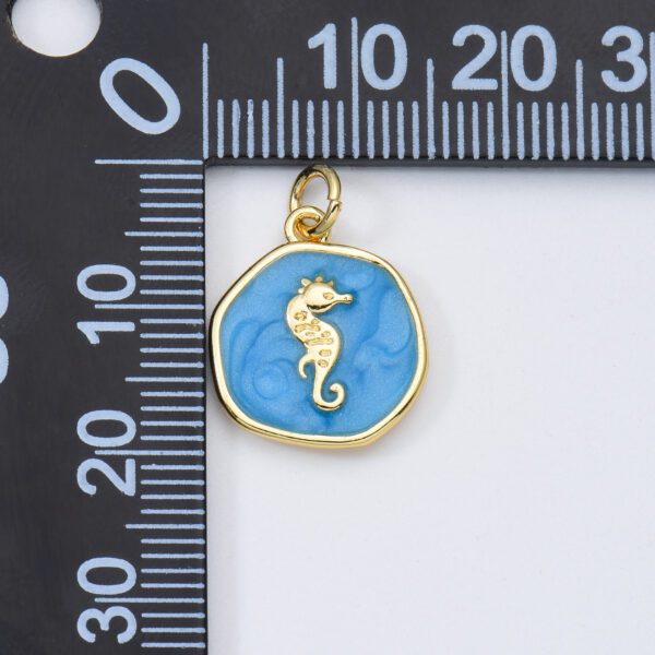 18K Gold Filled Dainty Enamel Seahorse Medallion Charm, Butterfly Pendant, DIY Craft Bracelet Necklace Pendant Charm for Jewelry Making, CP1898