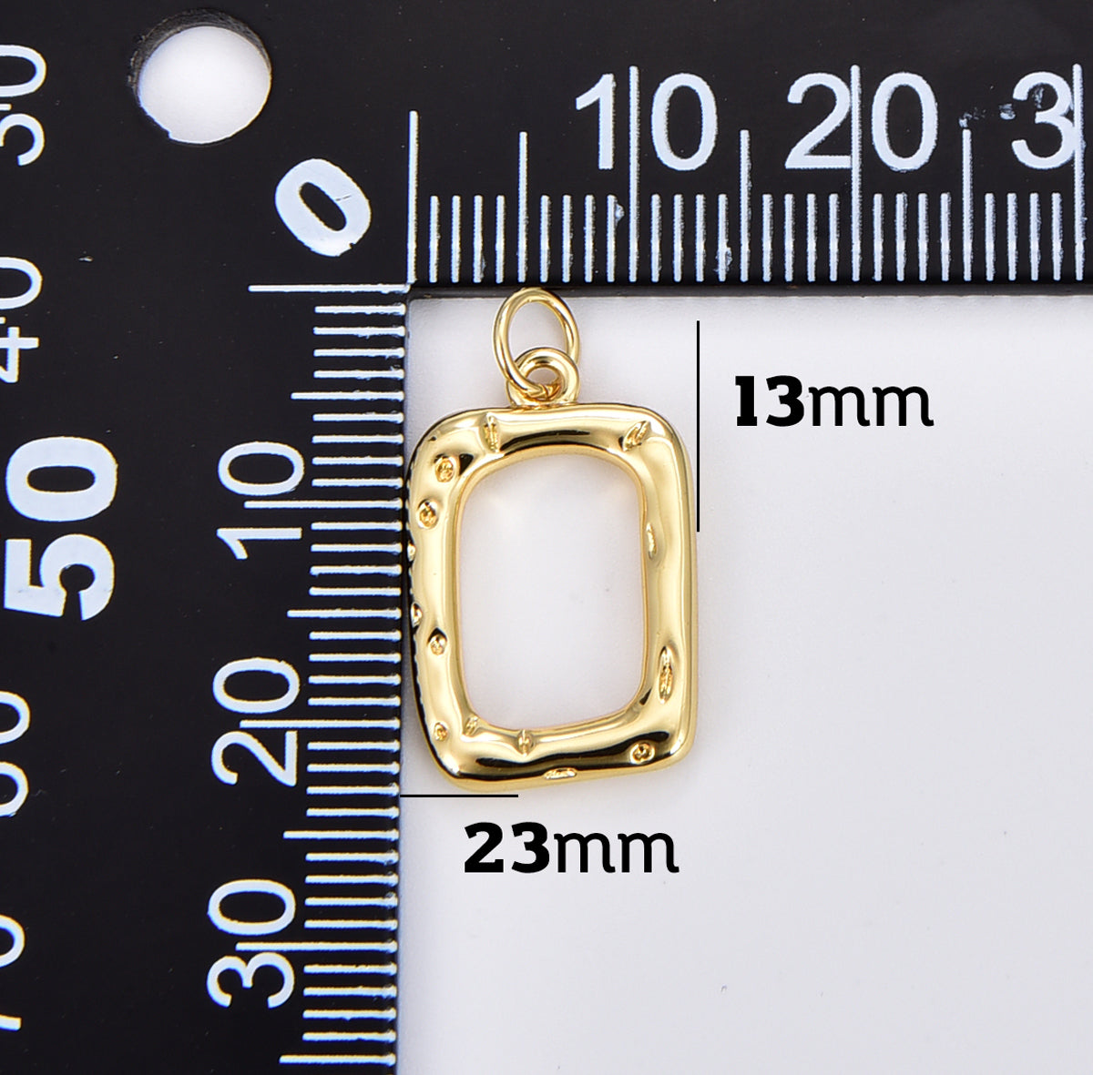 18K Gold Filled  Dainty Rectangle Charm, Hollow Pendant, Rectangle Square Charm for Necklace Bracelet Jewelry Making Supply, 23x13mm, CP1899