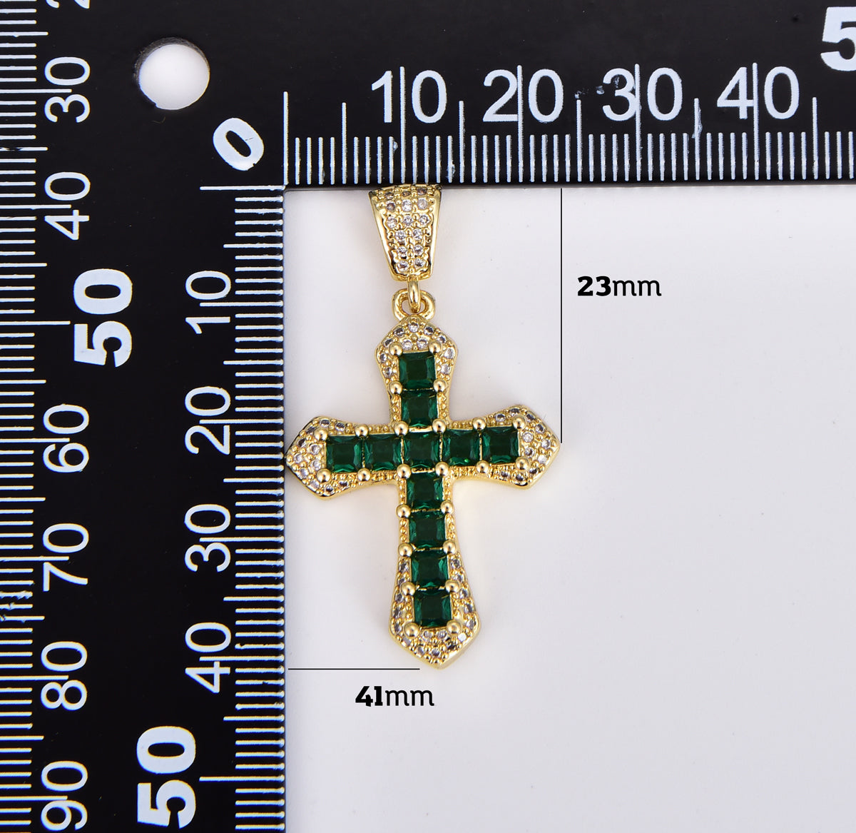 18K Gold Filled Minimalist Simple Cross Micro Pave Cubic Zirconia Necklace Pendant Bracelet Charm Component for Religious Jewelry, CP1908