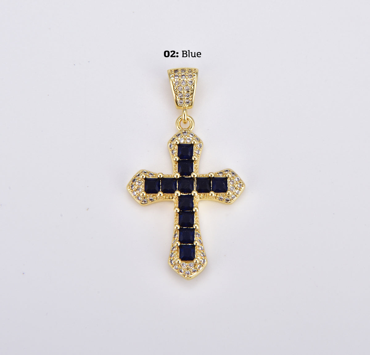 18K Gold Filled Minimalist Simple Cross Micro Pave Cubic Zirconia Necklace Pendant Bracelet Charm Component for Religious Jewelry, CP1908