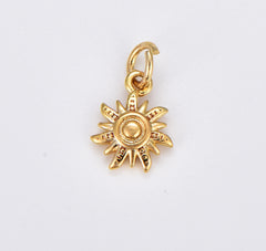 Dainty Sunburst Charm, Gold Filled Spiral Celestial Sun Ray Dotted Minimalist Add-On Charm, 9x8mm, CP1913