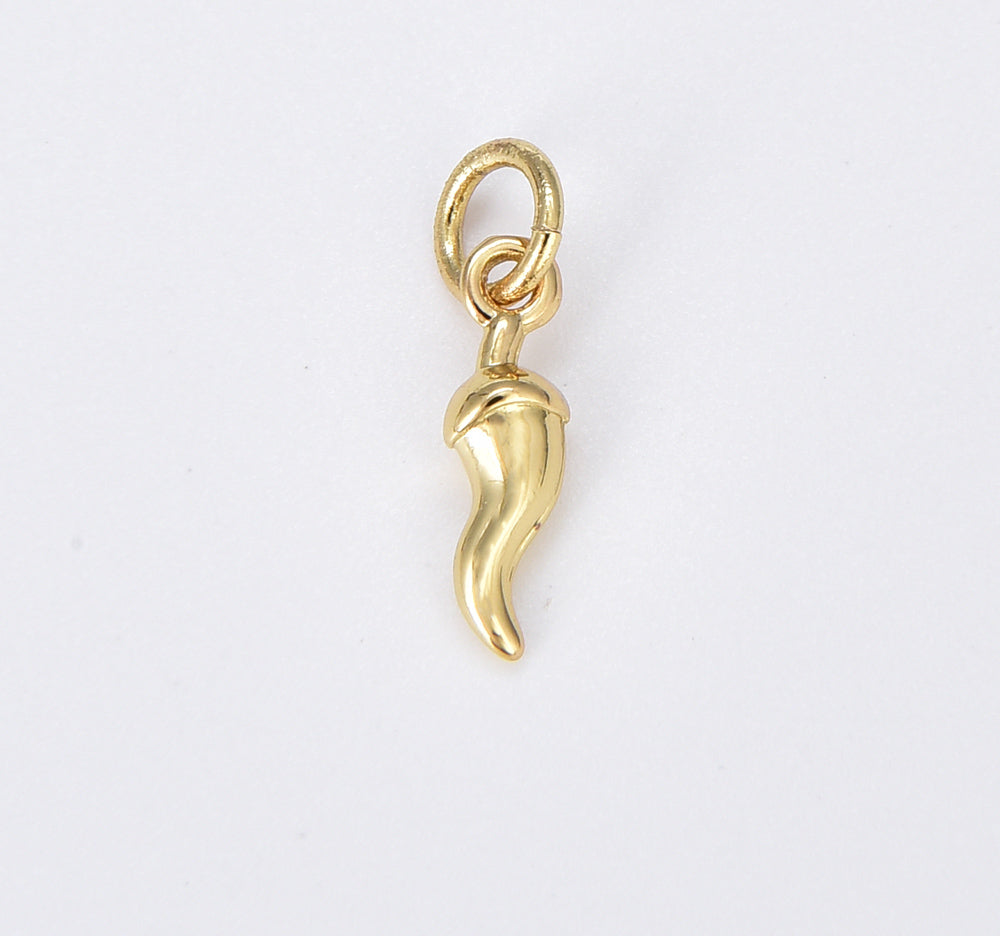 18K Gold Filled Dainty Italian Horn Add-On Charm, Italian Horn Pendant for Necklace Bracelet Jewelry Making Supply, 9x3mm, CP1914