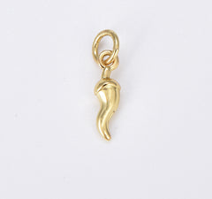 18K Gold Filled Dainty Italian Horn Add-On Charm, Italian Horn Pendant for Necklace Bracelet Jewelry Making Supply, 9x3mm, CP1914