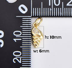 18K Gold Filled Dainty Shell Charm Pendant, Sea Clam Shell Micro Paved CZ Charm, Beach Charm, Ocean Charm, Summer Charm, Gift for Her, CP1916