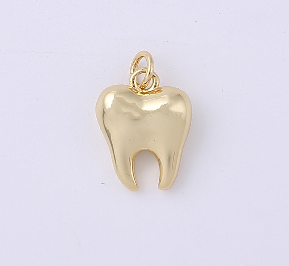 18K Gold Filled Dainty Wisdom Tooth Charm, Human Tooth Pendant for Necklace Bracelet Earrings Jewelry Making Supply, 13x12mm, CP1930