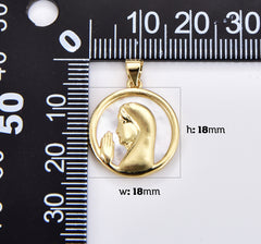 18K Gold Filled Praying Virgin Mary Charm, Blessed Mother Pendant, Lady Of Guadalupe Charm for Necklace Bracelet Jewelry Making Supply, CP1933