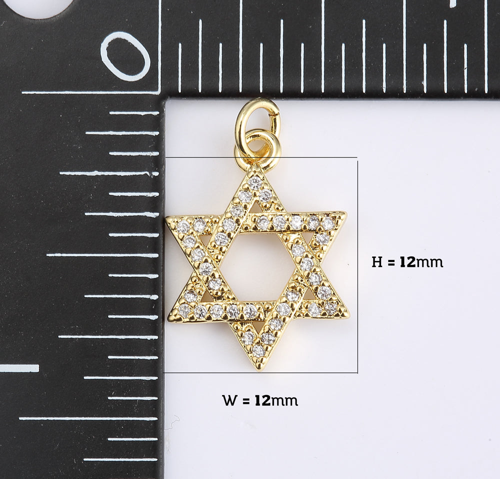 18K Gold Filled Star of David Charm, Star Pendant, Jewish Charm, Magen David Religious Jewelry for Necklace Bracelet Jewelry Making, CP1935