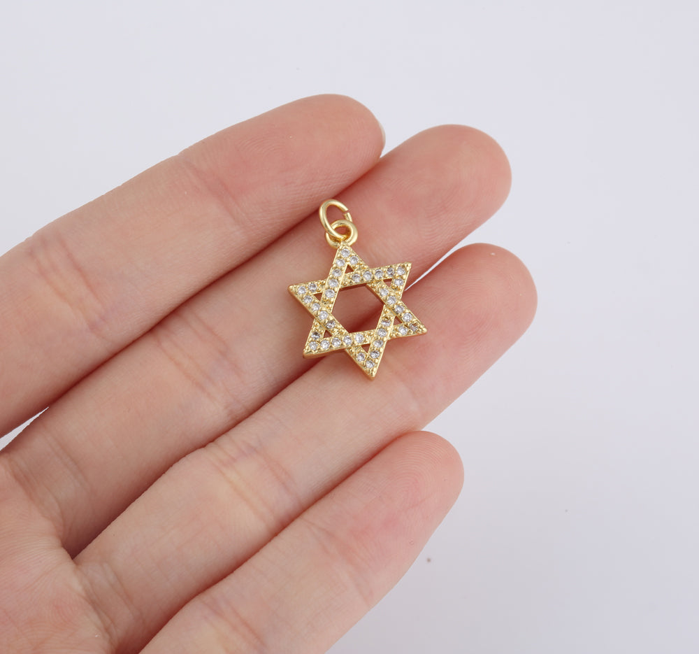 18K Gold Filled Star of David Charm, Star Pendant, Jewish Charm, Magen David Religious Jewelry for Necklace Bracelet Jewelry Making, CP1935