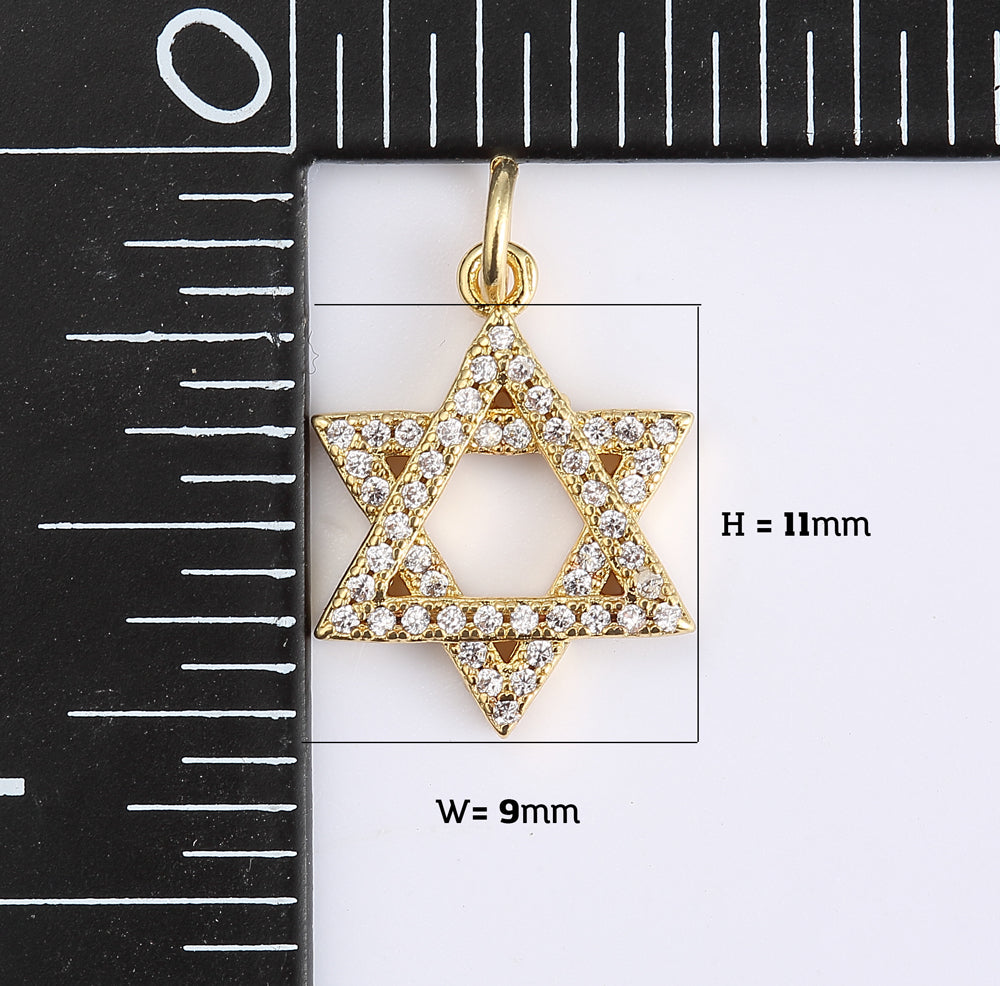 18K Gold Filled Star of David Charm, Star Pendant, Jewish Charm, Magen David Religious Jewelry for Necklace Bracelet Jewelry Making, CP1935