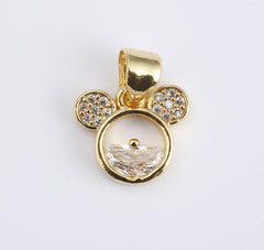 18K Gold Filled Dainty Mouse Head Charm, CZ Micro Pave Mouse Pendant for Necklace Bracelet Earrings Jewelry Making Supply, CP1937