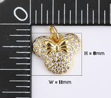 18K Gold Filled Dainty Mouse Head Charm, CZ Micro Pave Mouse Pendant for Necklace Bracelet Earrings Jewelry Making Supply, CP1938