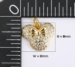 18K Gold Filled Dainty Mouse Head Charm, CZ Micro Pave Mouse Pendant for Necklace Bracelet Earrings Jewelry Making Supply, CP1938