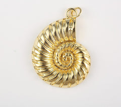 18K Gold Filled Nautilus Shell Charm, Sea Shell Pendant for Necklace Bracelet Jewelry Making Supply, Summer Charm, Gift for Her, CP1945