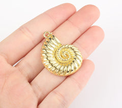 18K Gold Filled Nautilus Shell Charm, Sea Shell Pendant for Necklace Bracelet Jewelry Making Supply, Summer Charm, Gift for Her, CP1945