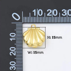 18K Gold Filled Scallop Shell Locket Charm, Seashell Locket Pendant for Necklace Bracelet Jewelry Making Supply, CP1959