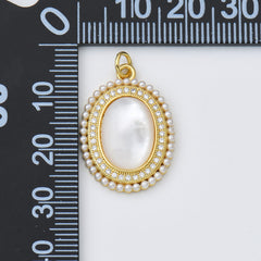 18K Gold Filled Shell Pearl Oval Charm, Mother Of Pearl Pendant for Necklace Bracelet Jewelry Making, CP1960