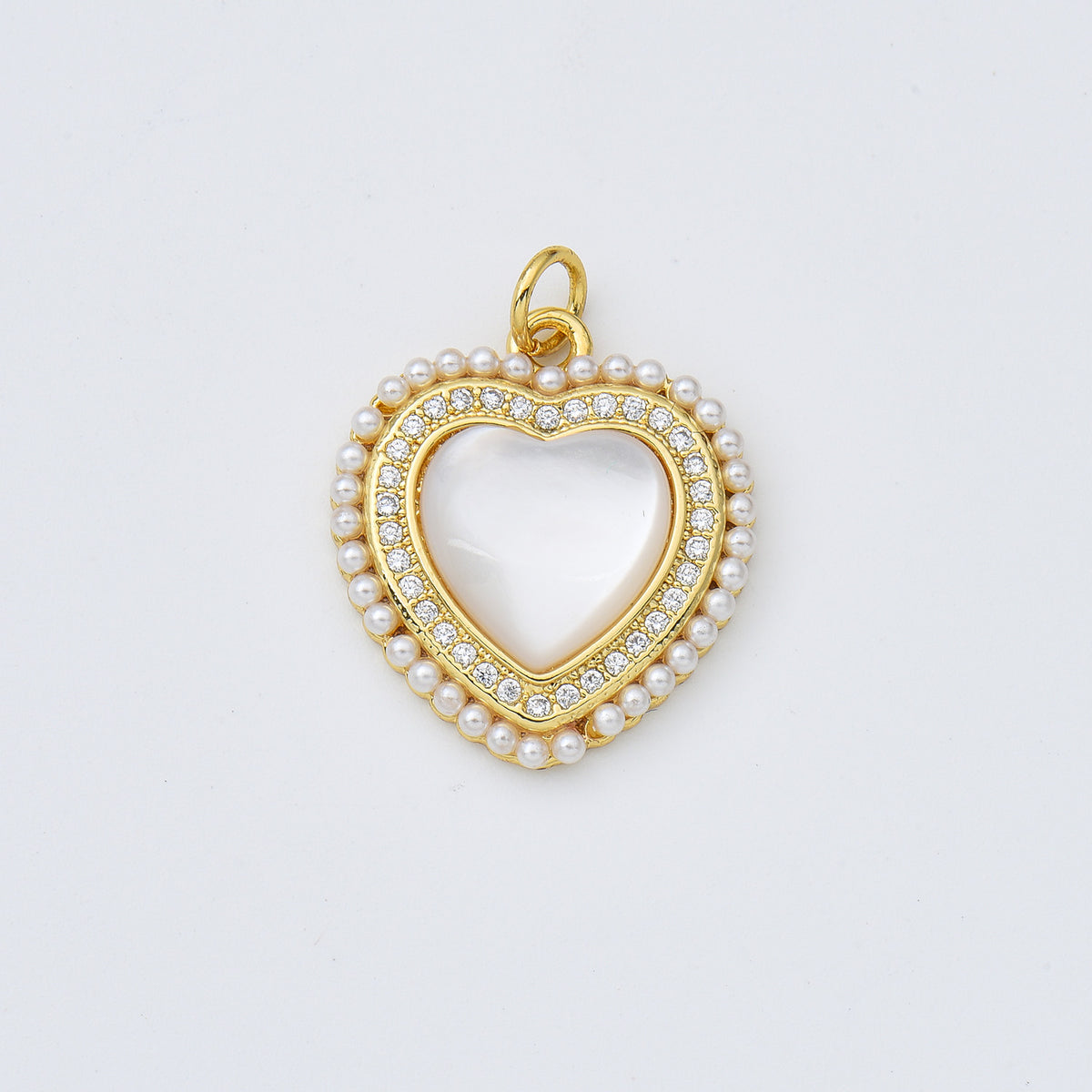 18K Gold Filled Mother Of Pearl Heart Charm, Heart Shell Pearl Pendant for Necklace Bracelet Jewelry Making Supply, CP1962