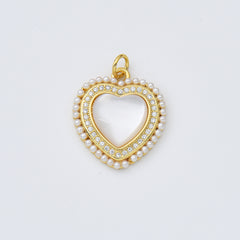 18K Gold Filled Mother Of Pearl Heart Charm, Heart Shell Pearl Pendant for Necklace Bracelet Jewelry Making Supply, CP1962