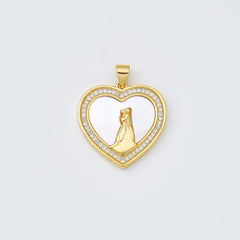 18K Gold Filled Shell Pearl Heart Charm, Wedding First Dance Heart Pendant, for Necklace Bracelet Jewelry Making, Anniversary Gift, CP1972