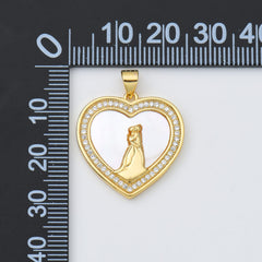 18K Gold Filled Shell Pearl Heart Charm, Wedding First Dance Heart Pendant, for Necklace Bracelet Jewelry Making, Anniversary Gift, CP1972