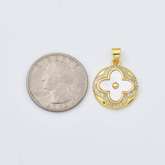 18K Gold Filled Quatrefoil Clover Shell Pearl Charm, Four Leaf Clover Pendant, Mother Of Pearl Lucky Clover for DIY Jewelry Making, CP1982