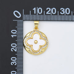 18K Gold Filled Quatrefoil Clover Shell Pearl Charm, Four Leaf Clover Pendant, Mother Of Pearl Lucky Clover for DIY Jewelry Making, CP1982