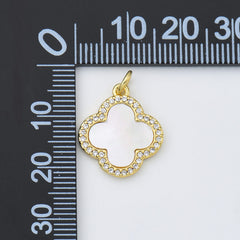 18K Gold Filled Lucky Clover Shell Pearl Charm, Four Leaf Clover Pendant, Mother Of Pearl Clover Pendant for DIY Jewelry Making Supply, CP1986