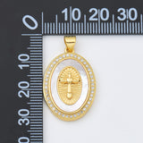 18K Gold Filled Angel Cross Shell Pearl Charm Medallion, Cross Pendant for Religious Necklace Bracelet Jewelry Making Supply, 19x27mm, CP1994