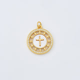 18K Gold Filled Cross Shell Pearl Charm, Cross Pendant for Religious Necklace Bracelet Jewelry Making Supply, 20x23mm, CP1999