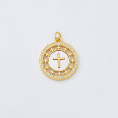 18K Gold Filled Cross Shell Pearl Charm, Cross Pendant for Religious Necklace Bracelet Jewelry Making Supply, 20x23mm, CP1999