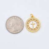 18K Gold Filled Cross Shell Pearl Charm, Cross Pendant for Religious Necklace Bracelet Jewelry Making Supply, 20x23mm, CP1999