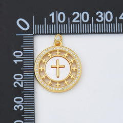 18K Gold Filled Cross Shell Pearl Charm, Cross Pendant for Religious Necklace Bracelet Jewelry Making Supply, 20x23mm, CP1999