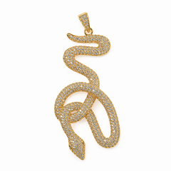 Gold Filled Snake Charm, Pave CZ Snake Pendant, Crystal Serpent Jewelry Finding, Reptile Charm for Necklace Bracelet DIY Jewelry, CP199
