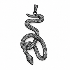 Gold Filled Snake Charm, Pave CZ Snake Pendant, Crystal Serpent Jewelry Finding, Reptile Charm for Necklace Bracelet DIY Jewelry, CP199