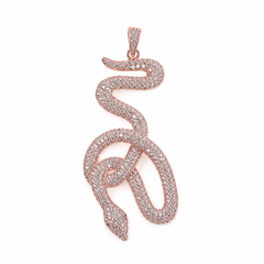 Gold Filled Snake Charm, Pave CZ Snake Pendant, Crystal Serpent Jewelry Finding, Reptile Charm for Necklace Bracelet DIY Jewelry, CP199