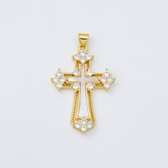 18K Gold Filled Cross Shell Pearl Charm, Cross Pendant for Christian Catholic Baptism, Religious Jewelry Making Supply, 25x37mm, CP2003