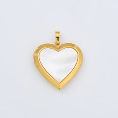 18K Gold Filled Heart Photo Locket Shell Charm, Heart Pendant for Necklace Bracelet Jewelry Making Supply, Valentine Jewelry Gift Idea, CP2006