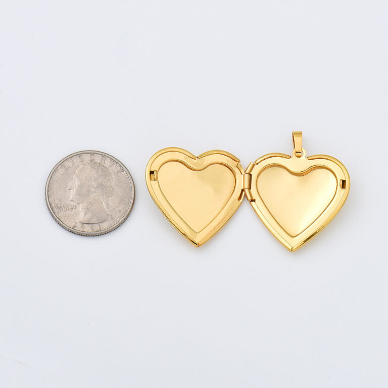 18K Gold Filled Heart Photo Locket Shell Charm, Heart Pendant for Necklace Bracelet Jewelry Making Supply, Valentine Jewelry Gift Idea, CP2006