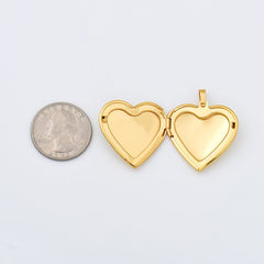 18K Gold Filled Heart Photo Locket Shell Charm, Heart Pendant for Necklace Bracelet Jewelry Making Supply, Valentine Jewelry Gift Idea, CP2006