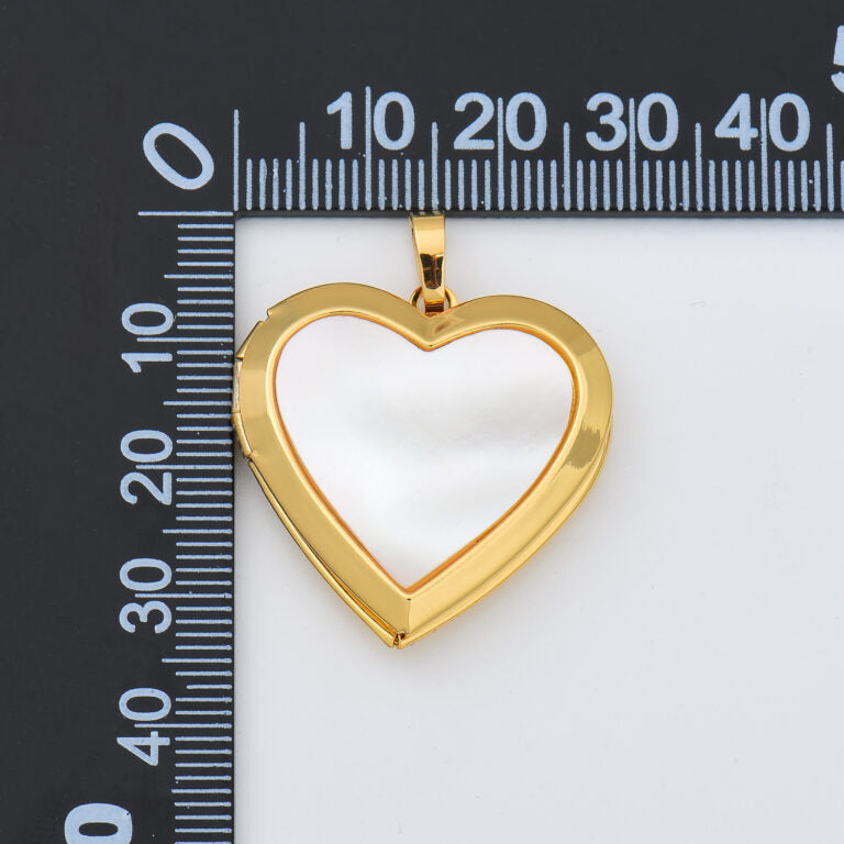 18K Gold Filled Heart Photo Locket Shell Charm, Heart Pendant for Necklace Bracelet Jewelry Making Supply, Valentine Jewelry Gift Idea, CP2006