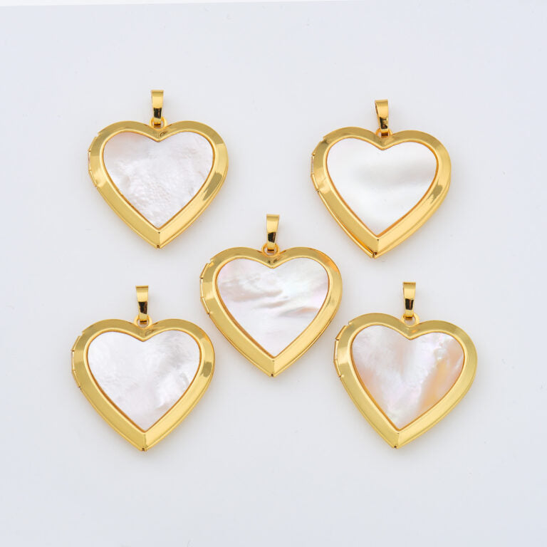 18K Gold Filled Heart Photo Locket Shell Charm, Heart Pendant for Necklace Bracelet Jewelry Making Supply, Valentine Jewelry Gift Idea, CP2006