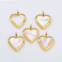 18K Gold Filled Heart Photo Locket Shell Charm, Heart Pendant for Necklace Bracelet Jewelry Making Supply, Valentine Jewelry Gift Idea, CP2006