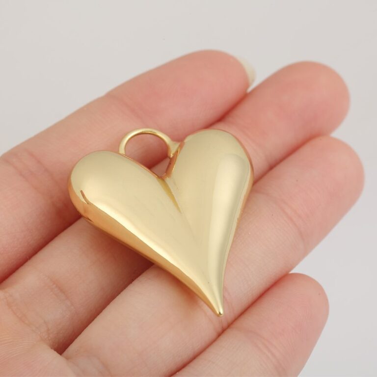 18K Gold Filled Large Puffy Heart Charm, Love Heart Pendant for Necklace Bracelet Jewelry Making Supply, Add On Charm, 37x29mm, CP2026