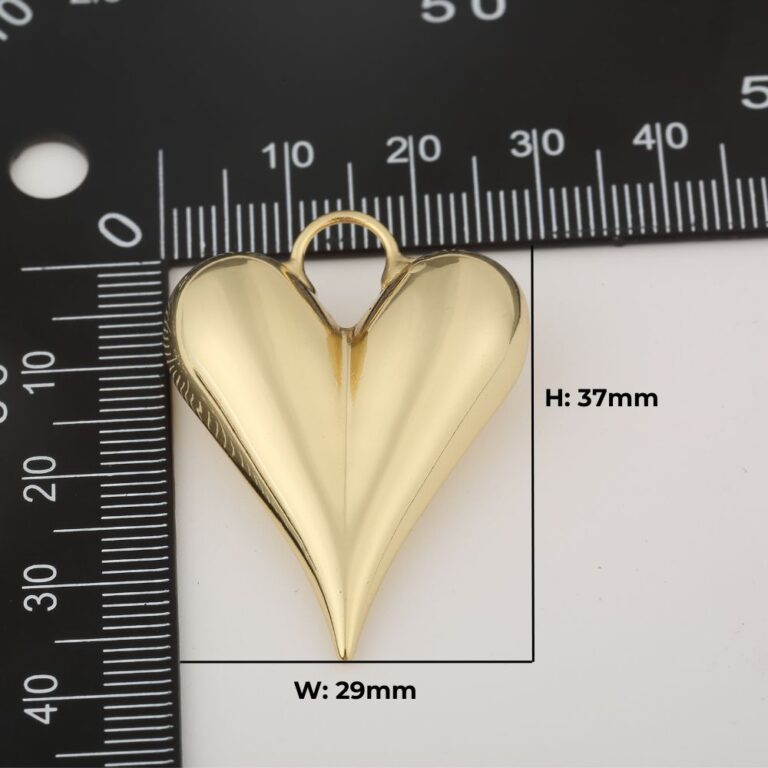 18K Gold Filled Large Puffy Heart Charm, Love Heart Pendant for Necklace Bracelet Jewelry Making Supply, Add On Charm, 37x29mm, CP2026